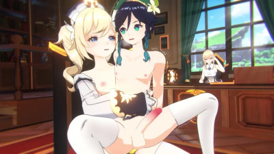 Venti gets pegged by Barbara in front of Jean