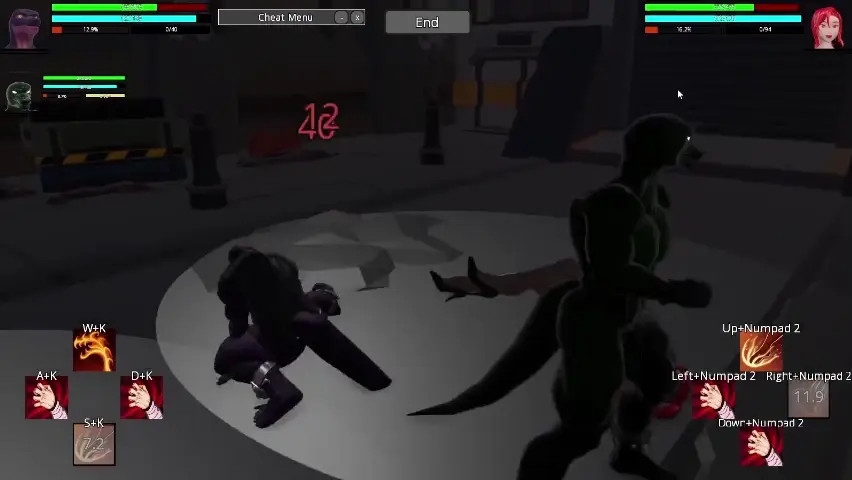 Lavender(Purple Lizard) and UnNatural(robo lizard) vs Ellie(2x stat Ai)