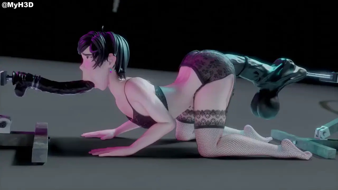 Femboy being fuck by machine dildos.