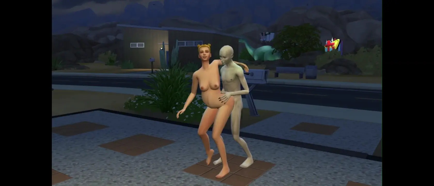 Stinky alien fuck a pregnant girl from behind