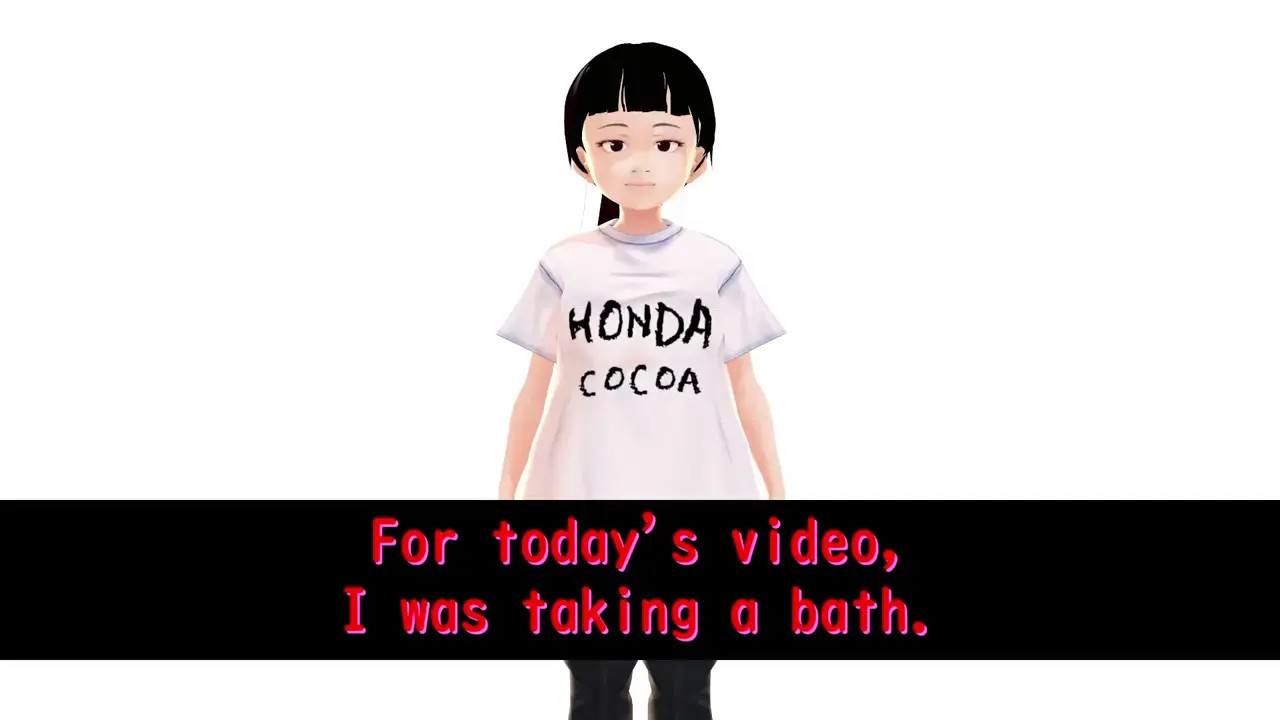 Cocoa Anime girl takes it all off in the bathtub.