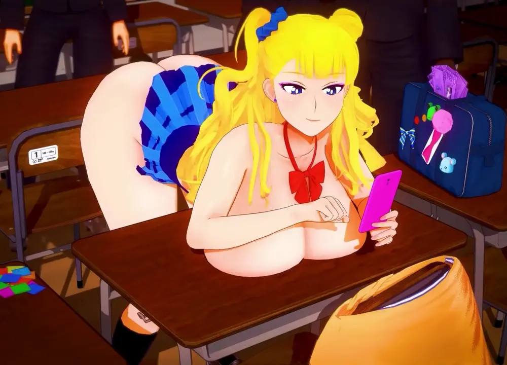 Huge tits blonde anime schoolgirl  gets impregnated