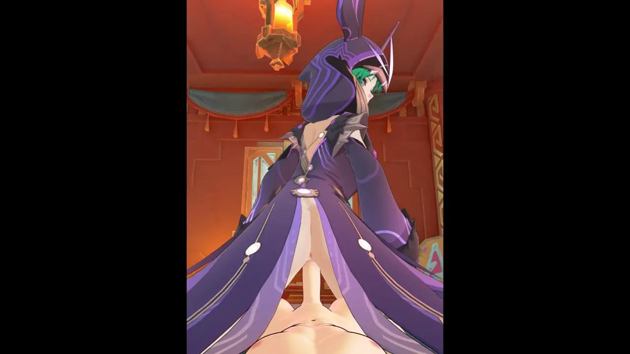 Unmasked Electro Cicin Mage Rides Aether Cowgirl while moaning (Genshin Impact)