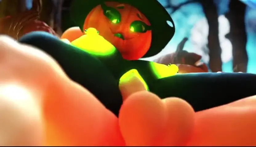 Pumpkin Girl gets her pussy pumpkin pied