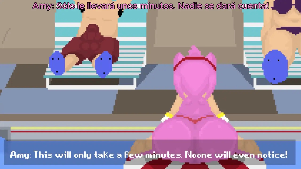 Amy Rose finds a stranger in desperate need at the public pool Spanish Sub