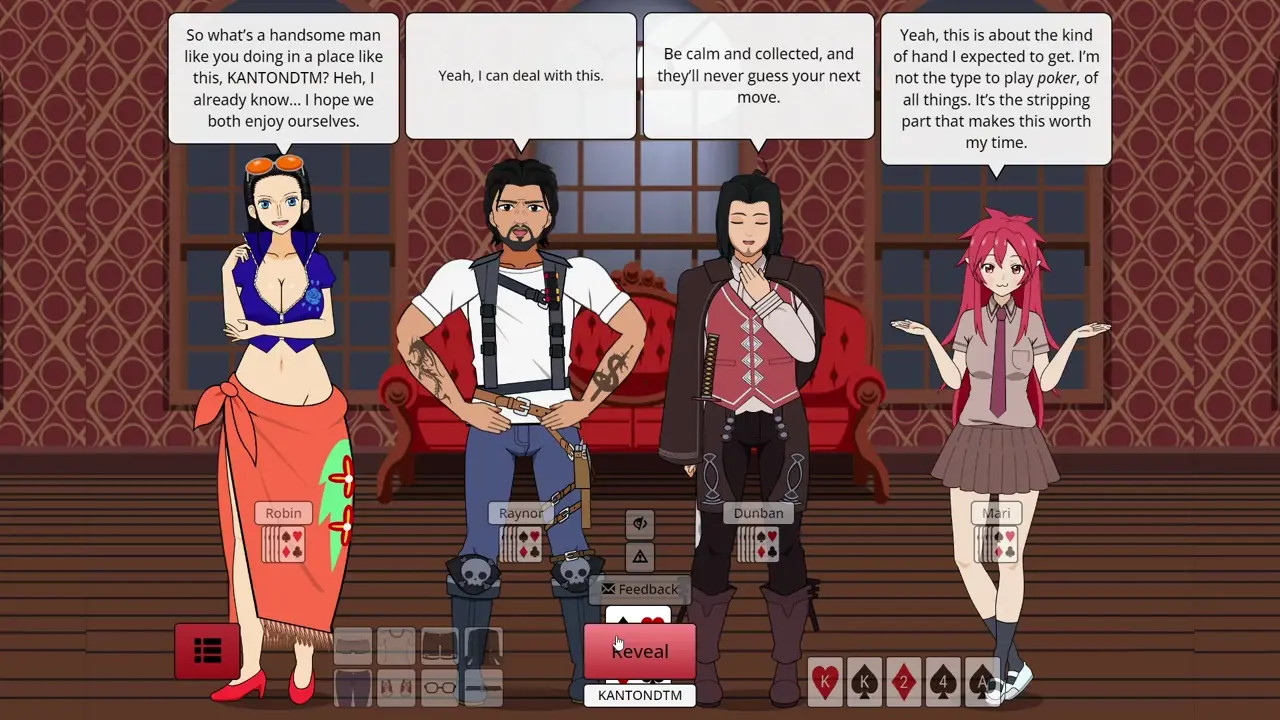 Strip Poker Night at the inventory: Robin, Raynor, Dunban, Mari