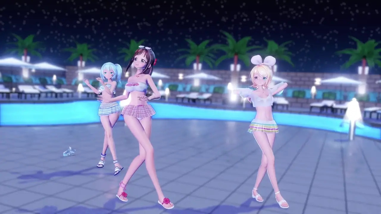 [4kmmd] Miku Rin Ai Strip dance Diff ver