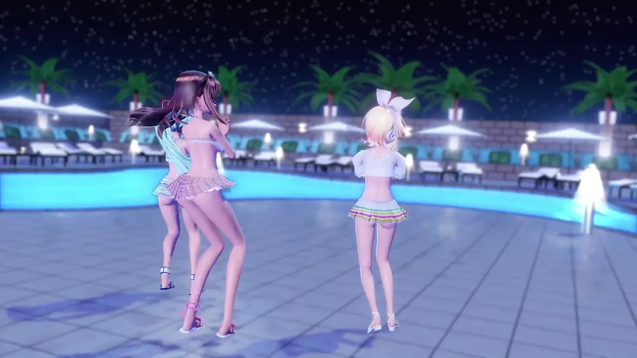 [4kmmd] Miku Rin Ai Strip dance Normal ver