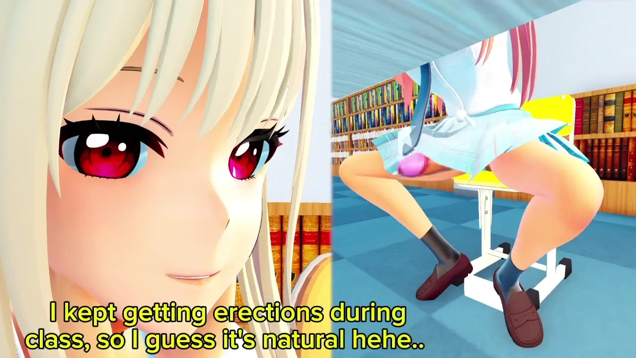 Futanari exposure in the school library (ENGLISH TRANSLATION)