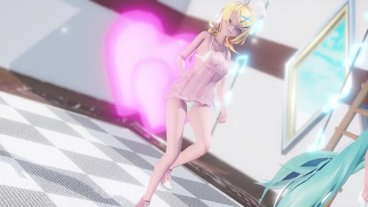 [4kmmd]Miku Rin Lap Tap Love Underwear ver [Uncensored]