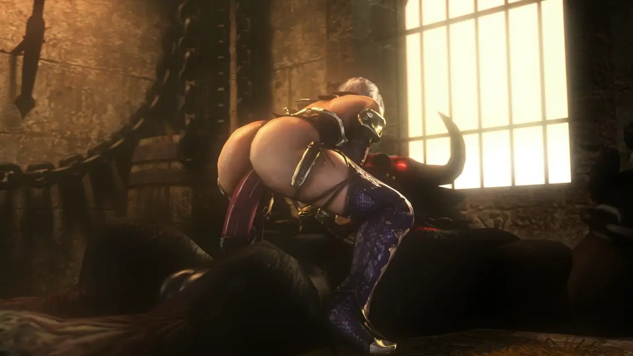 Ivy Valentine Riding Chained Minotaur - Angle 2 - [Noname55]