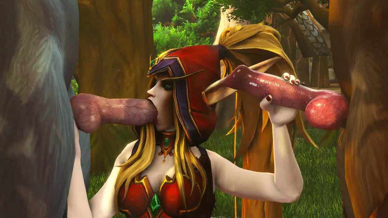 Elf girl sucking dog cock