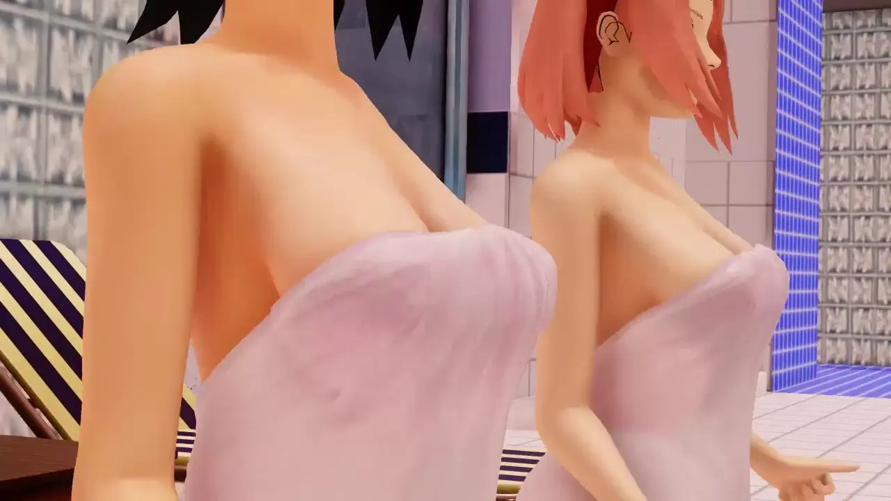 mmd - sad cat dance, Sakura and Sarada