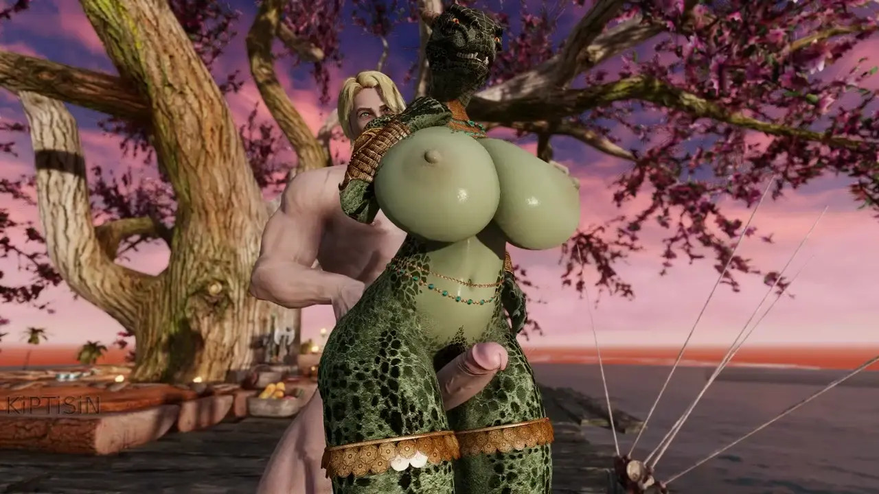 Sexy Argonian with Huge Breasts Gets Fucked and Covered in Dragonborn Cum