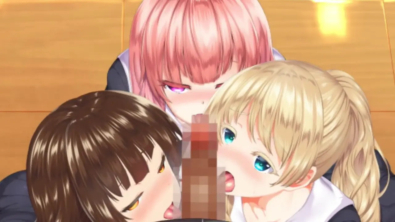 Triple blowjob Classroom