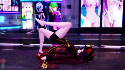 【R-18 MMD】 Hu Tao's Exotic Dance - Footjob