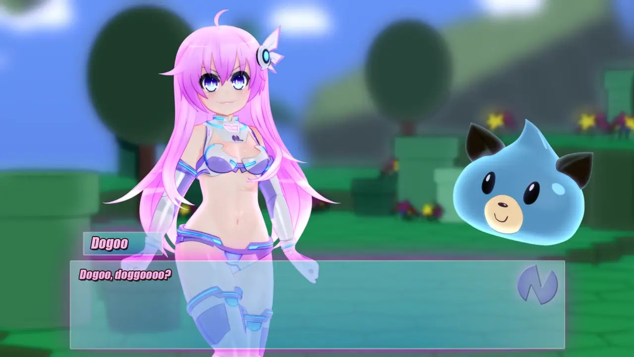 Nepgear plays with Dogoo!