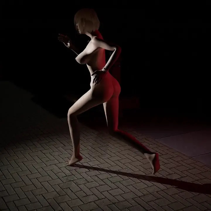 RE4 Ashley Running - Turntable - Nude (4K)
