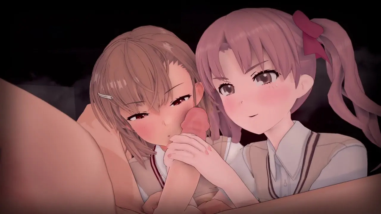 Misaka and Kuroko handjob [Lune]