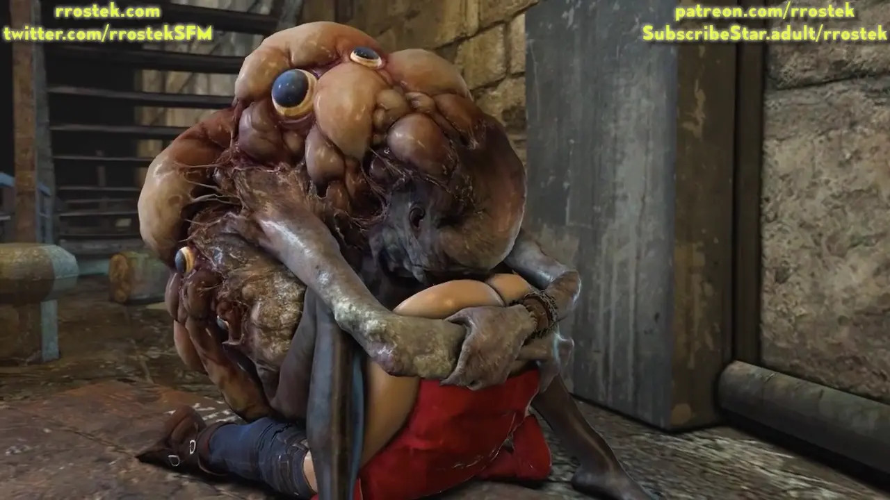 Claire Redfield captured by the  fish monster Salvatore Moreau