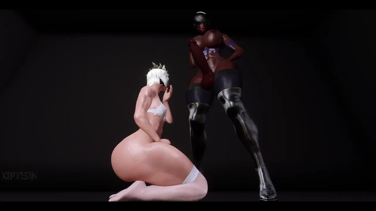 Black Futa 2B fucks cute little slutty futa and fills her with cum