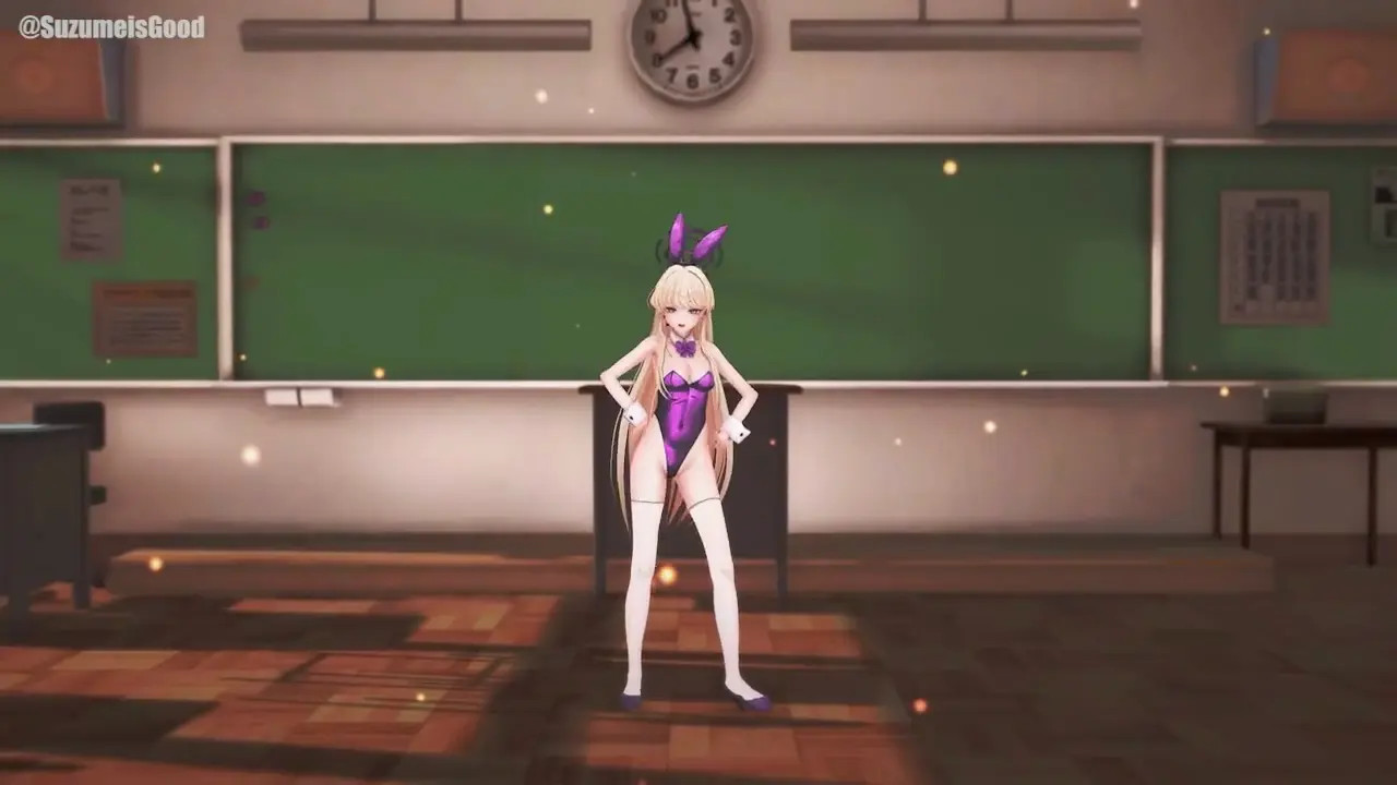 Asuma Toki Blue Archive Sex & Dance Hentai Bunny Style Playboy MMD 3D Purple Clothes