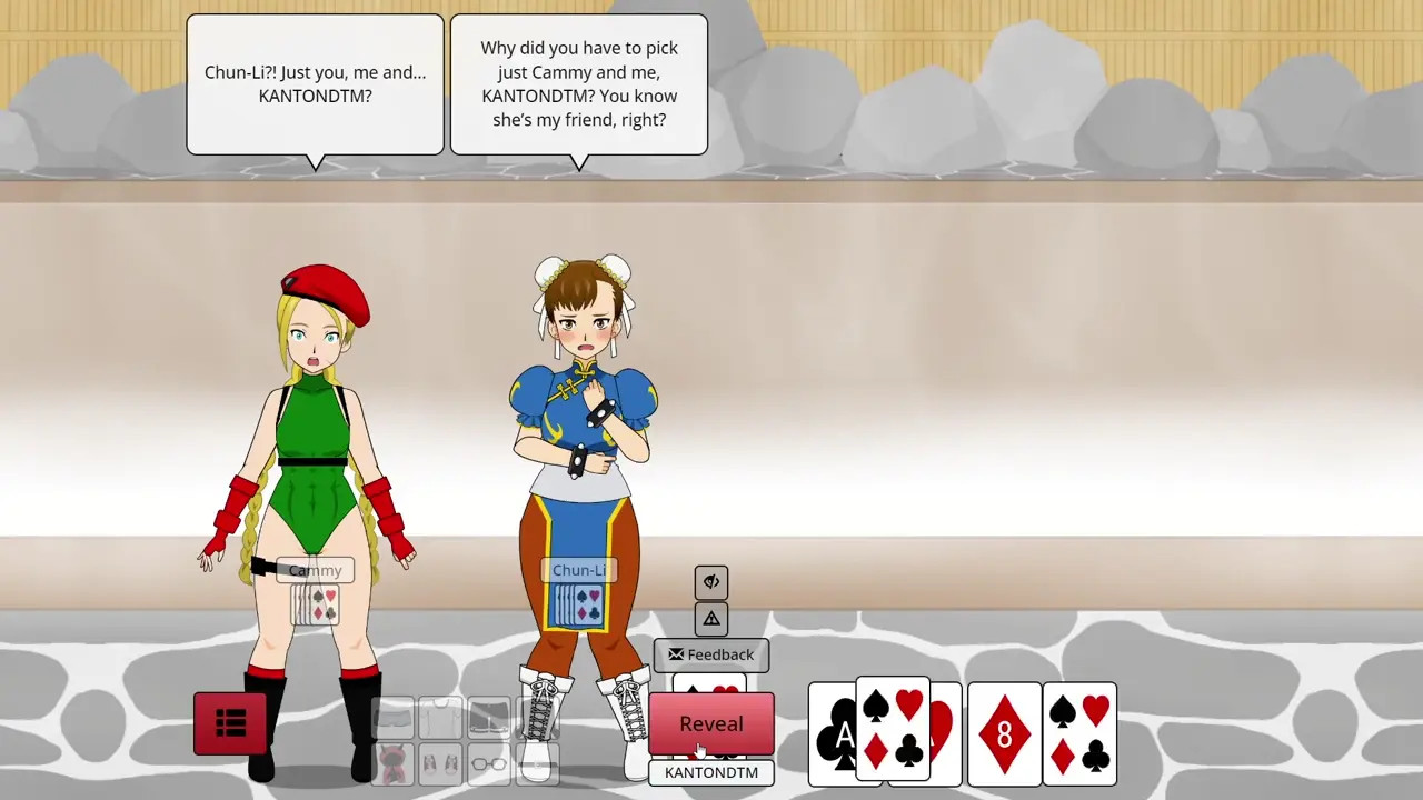 Strip Poker Night at the inventory Street Fighter but only Cammy and Chun-li