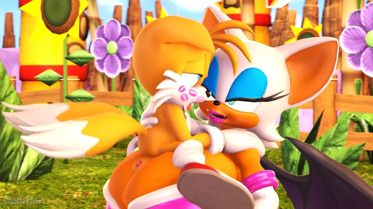 Tails riding Rouge's Breast
