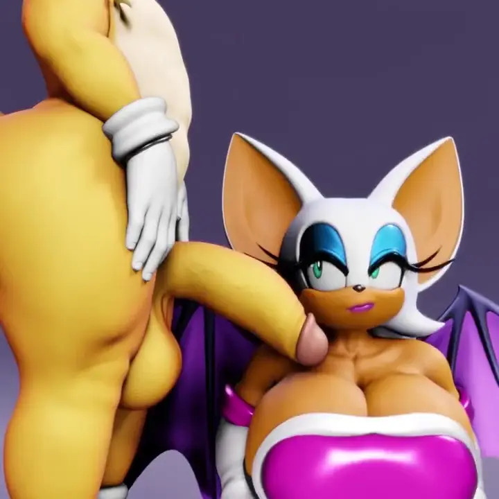 Tails cum on Rouge's Breast