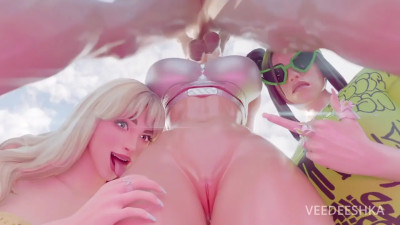 Ariana Grande Throat Fucked W/Sabrina and Billie