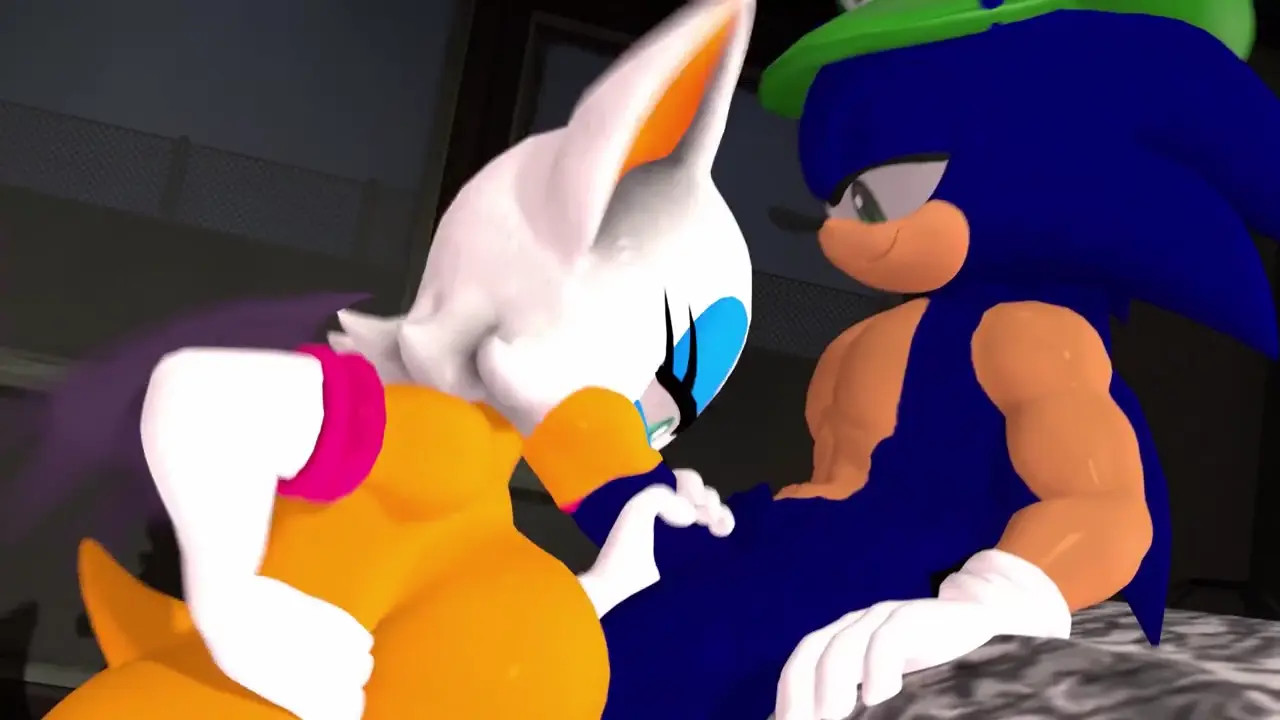 Rouge and Sonic using Luigi hat