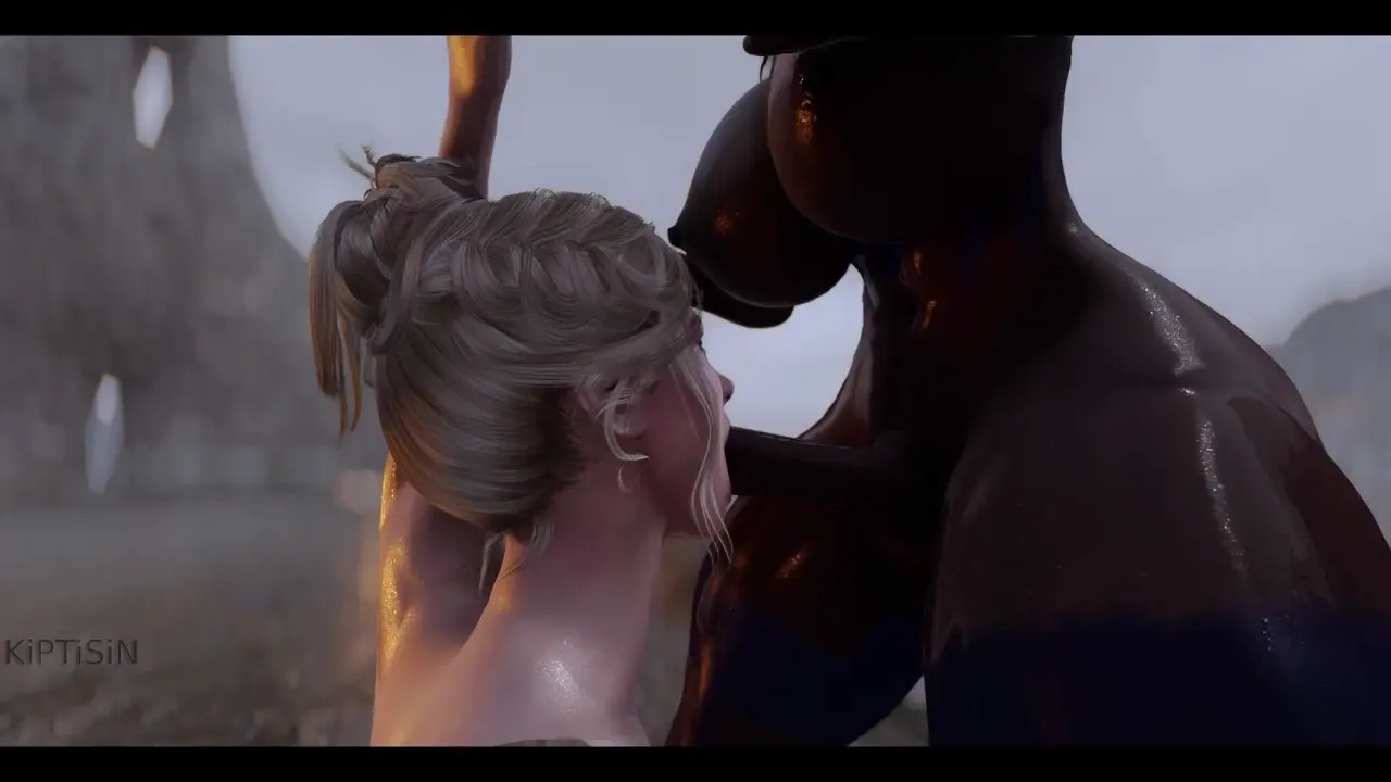 Dark Futanari With Big Wet Cock and Slut with Big Ass