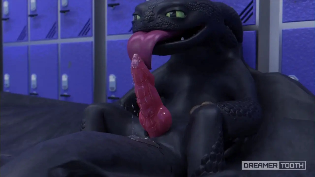 BIG BLACK DRAGON DRINKS HIS THICK CUM AND SPILLS IT EVERYWHERE [TOOTHLESS]