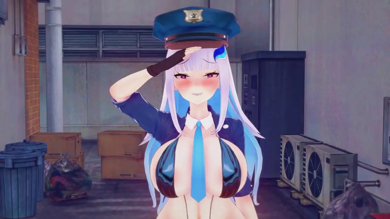 Dirty Bitch Police Lz, flirting with a cock in a back alley.