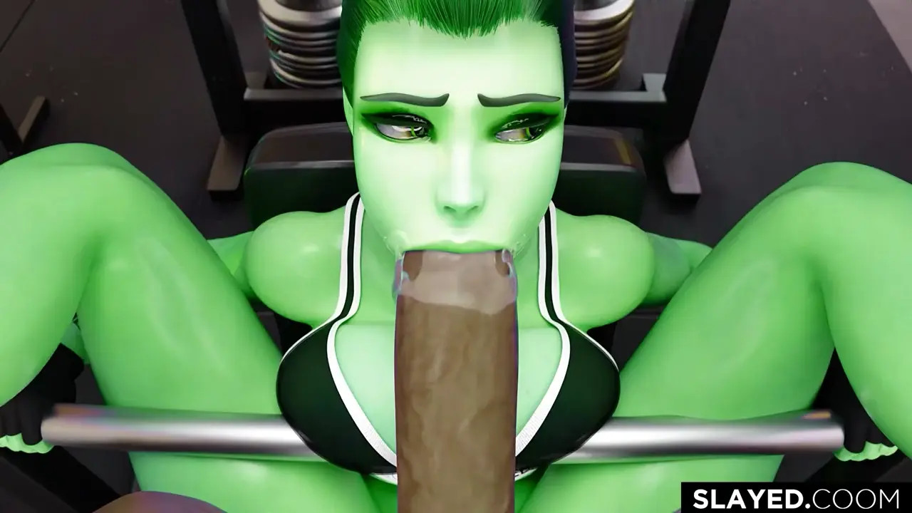 Widowmaker (Green Skin) Rough Deepthroat Fuck At The Gym (goofy ahh scenes removed)