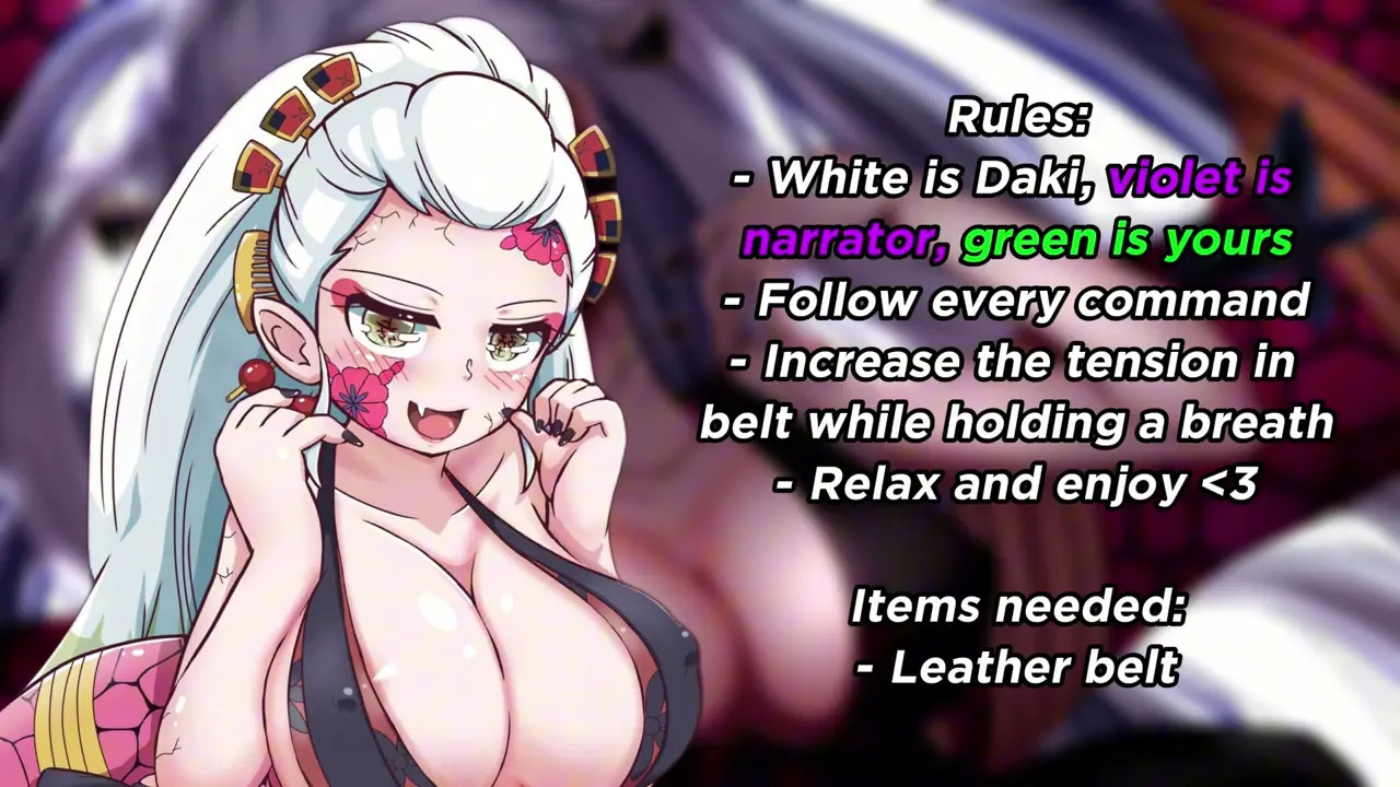 Try not to choke from Daki's powerful ribbons (Breathplay JOI)