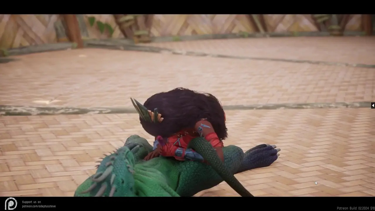 Lizardman fucks both holes and covers petite girl in cum