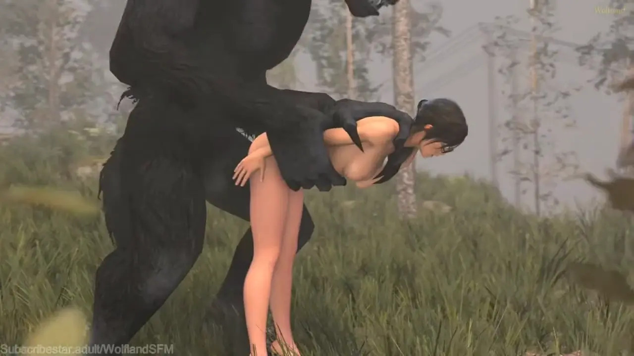 Lara Croft raped by a werewolf