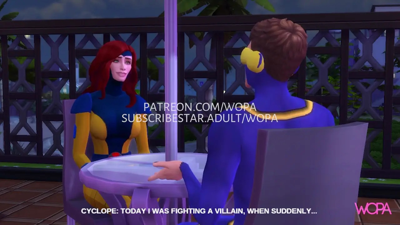 JEAN GRAY AND WOLVERINE IN THE BATHROOM WHILE THE CYCLOPS WAITS FOR HER IN THE RESTAU