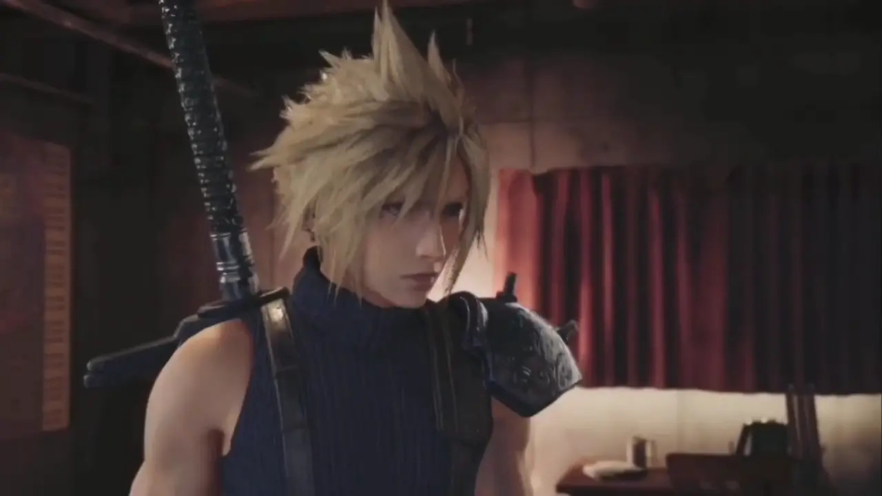 Cloud and Tifa resting in the room.