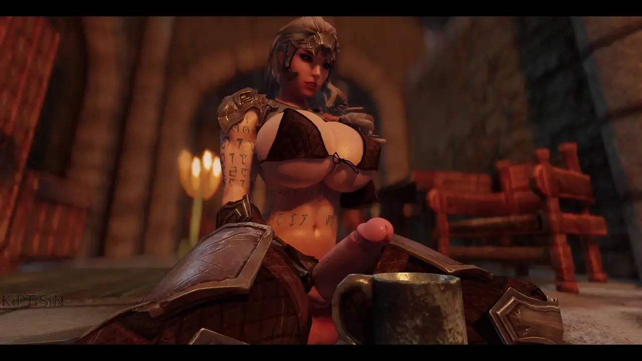 Futa Warrior Jerks Off Her Big Juicy Cock