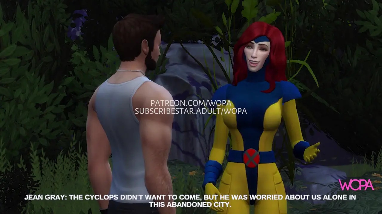 Jean Gray cheating on Cyclops with Wolverine in an alley