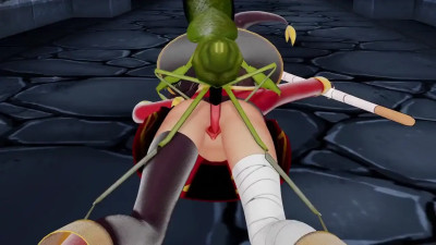 [MMD KonoSuba] Video of a completely exhausted Megumin being violated by a monster