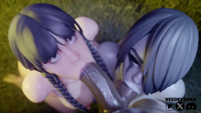 Wednesday X Willow Double BJ (Blacked/Cum) [Veedeeshka]