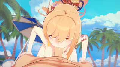 Yoimiya beach blowjob