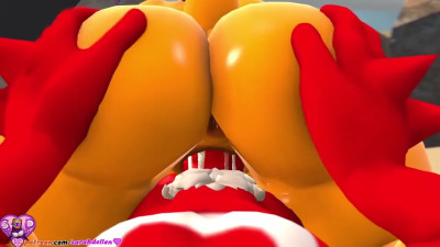 Knuckles and Rouge in the Beach