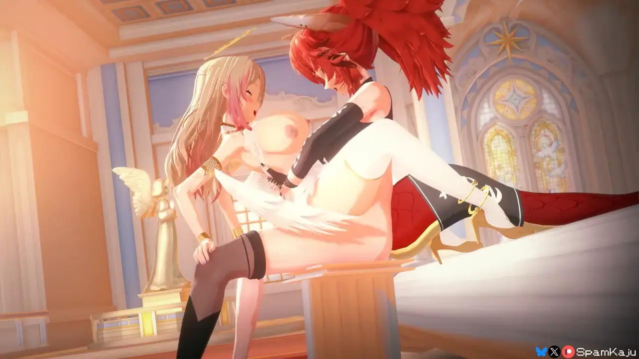 angel Hestia squirts her holy water all over Zentreya's futa cock (SpamKaju)
