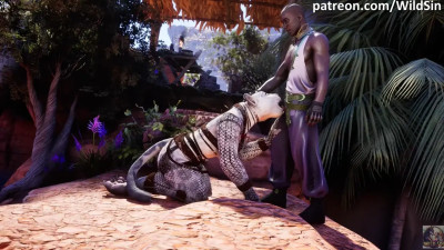 Furry Snow Leopard Girl and Tribal Warrior Adventure Facesitting