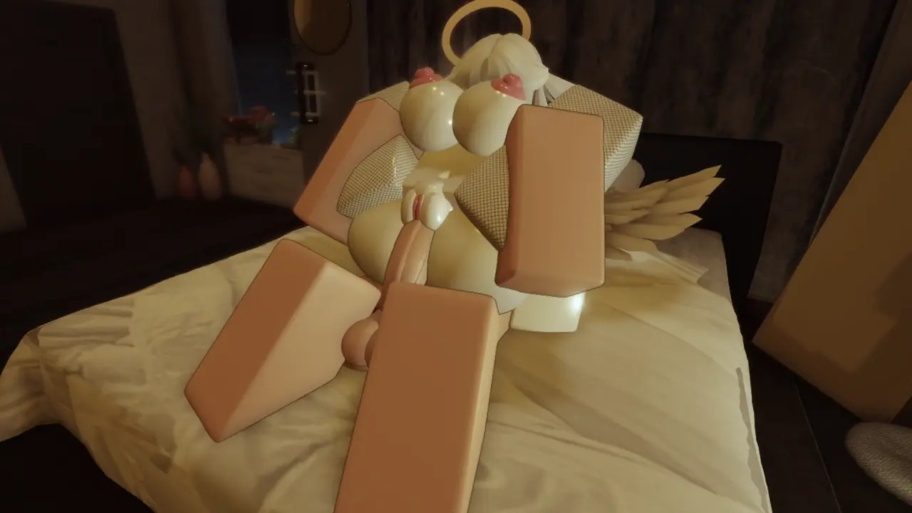 Fucking a sexy angel in Roblox creampie