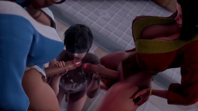 Futas Katara and Azula fuck a male [2Futa x Male]